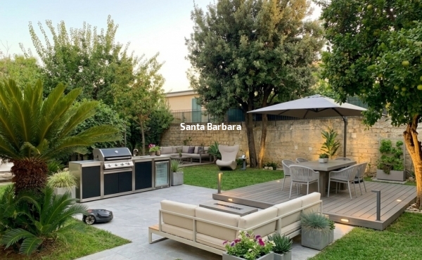giardino esterno con scritta